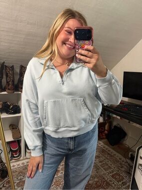 Skims 3/4 Zip Baby Blue Pullover Size XL